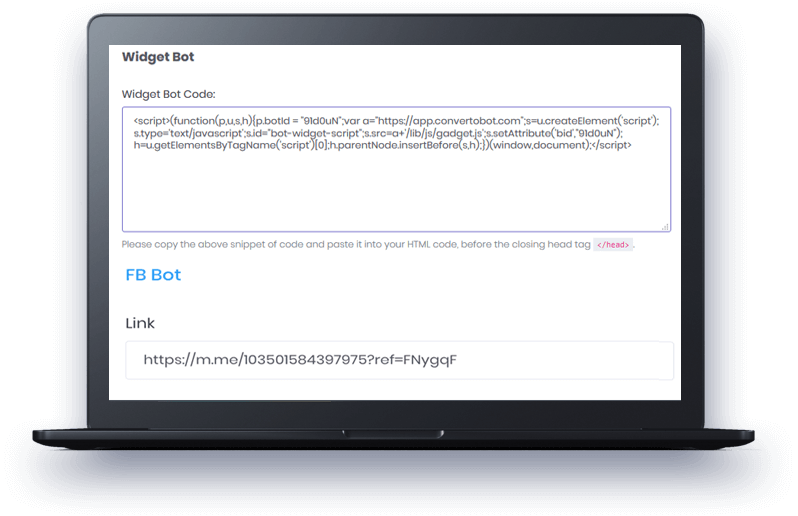 Copy conversation bot website code